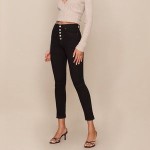 reformation harper button fly high rise skinny jeans
